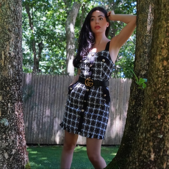 Ivory and Chain Brooke Tweed Black and White Dress - Picture 6 of 13